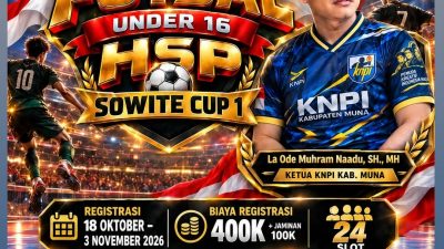 KNPI Muna Gelar Open Turnamen Futsal Sowite Cup 1, Pendaftaran Dibuka hingga 3 November 2026